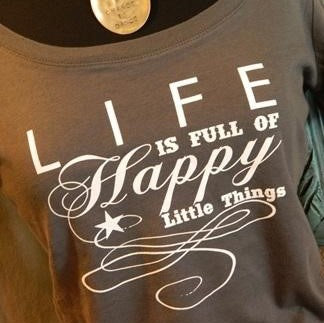 Women's Tee - Happy Little Things - Grey - CLEARANCE