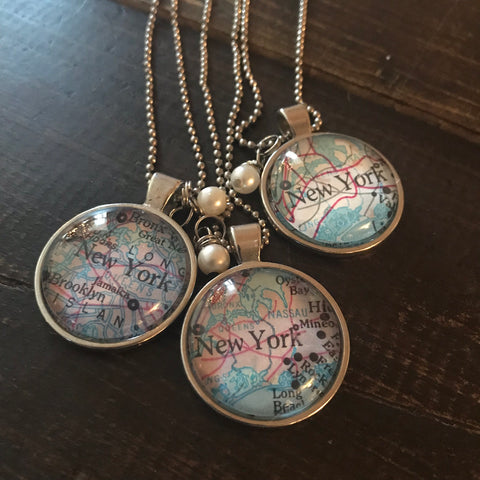 Necklace - Vintage Map Necklaces - CLEARANCE