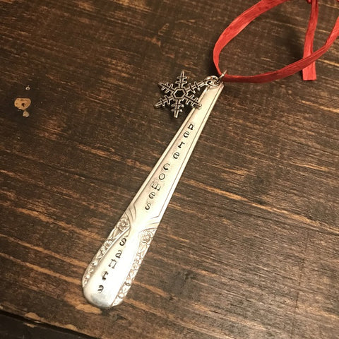 Ornaments - Stamped Flatware - Here Comes Santa