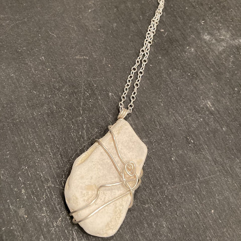 Sea Pottery and Sterling Silver Pendant