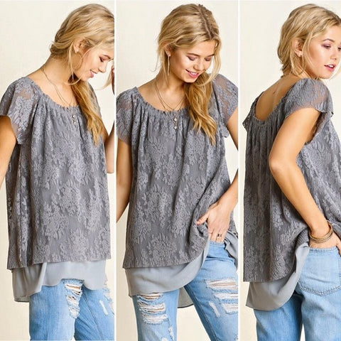 Women's Top - Gray Lace - CLEARANCE