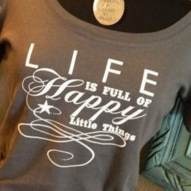 Women's Tee - Happy Little Things - Grey - CLEARANCE