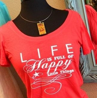 Women's Tee - Happy Little Things - Red - CLEARANCE