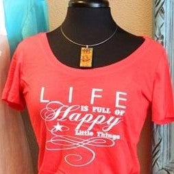 Women's Tee - Happy Little Things - Red - CLEARANCE