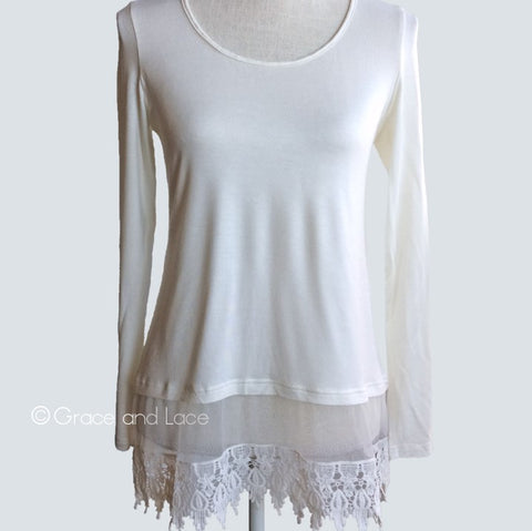 Women's Top - Lace Extender - Ivory - CLEARANCE