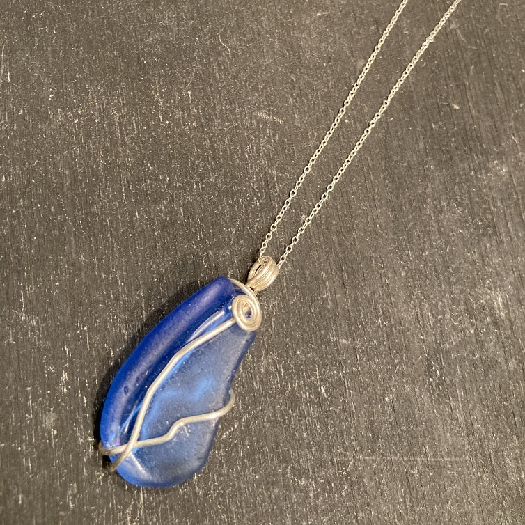 Sea Glass and Sterling Silver Pendant
