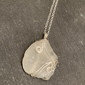 Sea Glass and Sterling Silver Pendant