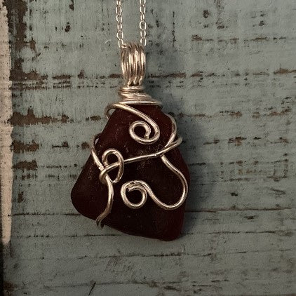 Sea Glass and Sterling Silver Pendant